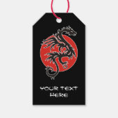 Dragon Sun - zwart rood wit + uw ideeën Cadeaulabel (Voorkant)