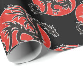 Dragon Sun - zwart rood wit + uw ideeën Cadeaupapier (Rol Hoek)