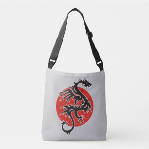 Dragon Sun - zwart rood wit + uw ideeën Crossbody Tas