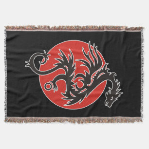 Dragon Sun - zwart rood wit + uw ideeën Deken