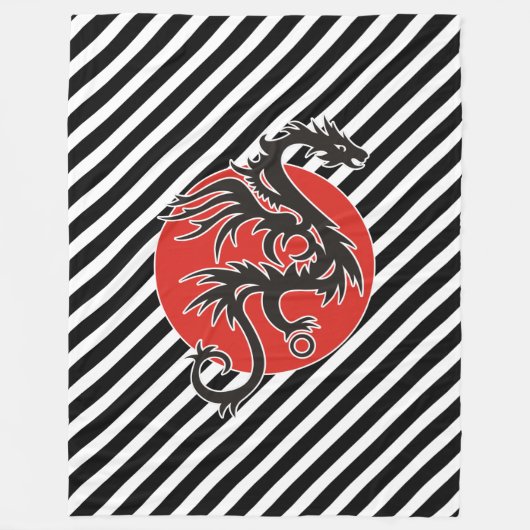 Dragon Sun - zwart rood wit + uw ideeën Fleece Deken (Voorkant)
