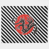 Dragon Sun - zwart rood wit + uw ideeën Fleece Deken (Voorkant (Horizontaal))