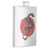 Dragon Sun - zwart rood wit + uw ideeën Heupfles (Rechts)