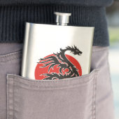 Dragon Sun - zwart rood wit + uw ideeën Heupfles (Voorbeeld)