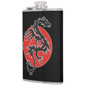 Dragon Sun - zwart rood wit + uw ideeën Heupfles (Links)