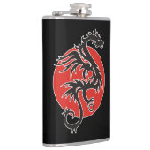 Dragon Sun - zwart rood wit + uw ideeën Heupfles (Rechts)