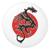 Dragon Sun - zwart rood wit + uw ideeën Keramische Knop (Voorkant)