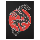 Dragon Sun - zwart rood wit + uw ideeën Klembord (Achterkant)