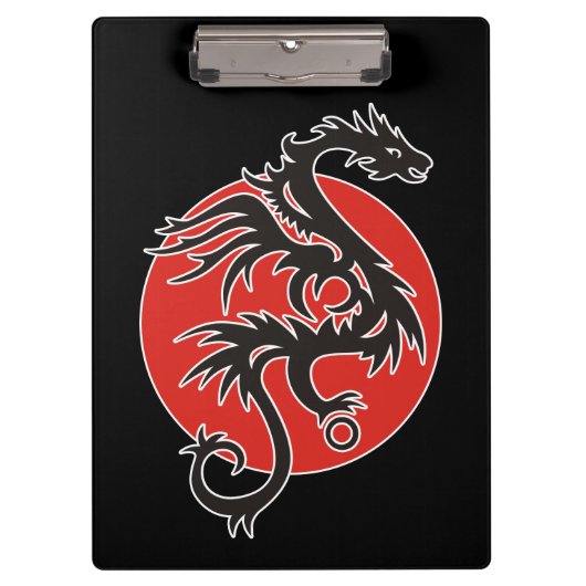 Dragon Sun - zwart rood wit + uw ideeën Klembord (Voorkant)