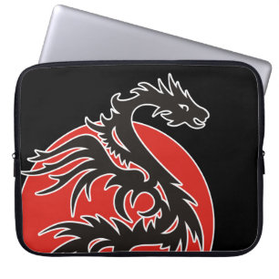 Dragon Sun - zwart rood wit + uw ideeën Laptop Sleeve