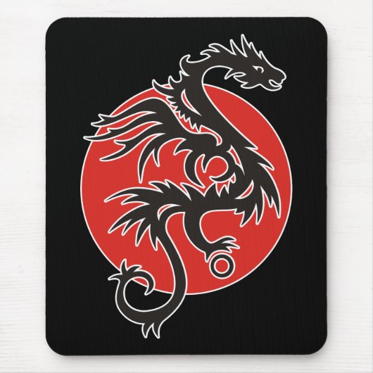 Dragon Sun - zwart rood wit + uw ideeën Muismat (Voorkant)