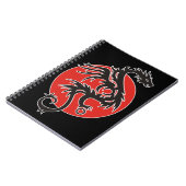 Dragon Sun - zwart rood wit + uw ideeën Notitieboek (Linkerzijde)