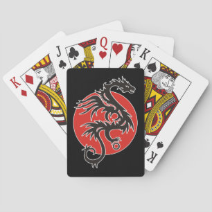 Dragon Sun - zwart rood wit + uw ideeën Pokerkaarten