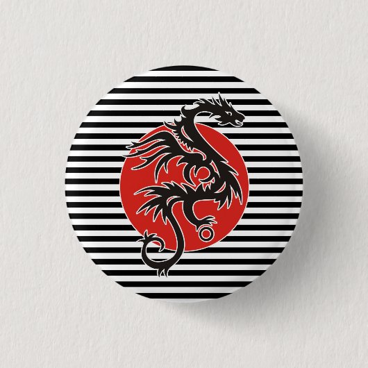 Dragon Sun - zwart rood wit + uw ideeën Ronde Button 3,2 Cm (Voorkant)