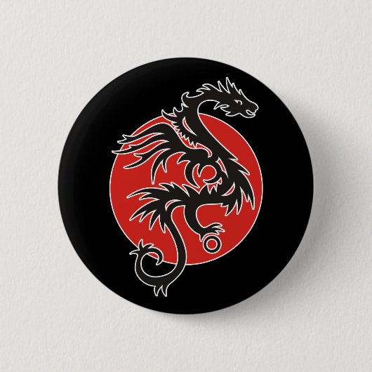 Dragon Sun - zwart rood wit + uw ideeën Ronde Button 5,7 Cm (Voorkant)