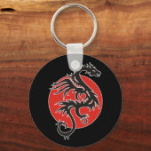 Dragon Sun - zwart rood wit + uw ideeën Sleutelhanger (Voorkant)