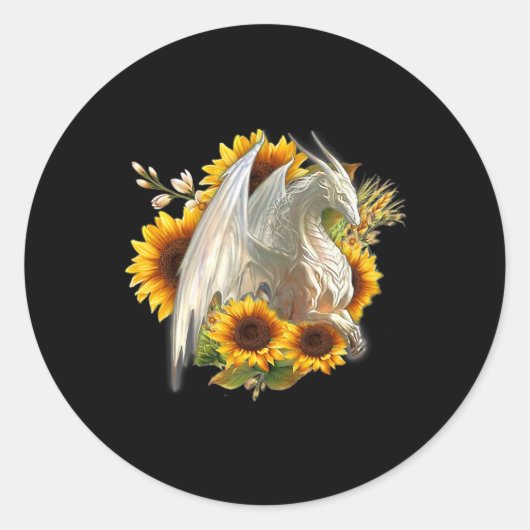 Dragon Sunflower Spring Lover Ronde Sticker (Voorkant)
