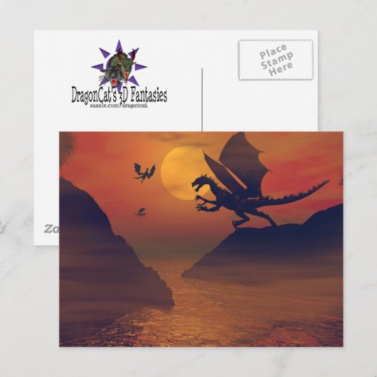 Dragon Sunset Briefkaart (Voorkant / Achterkant)