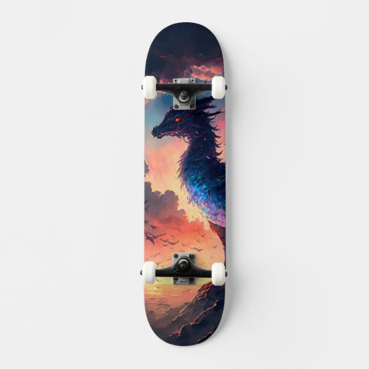 Dragon Sunset met Oranje en Paarse Hues Persoonlijk Skateboard (Voorkant)