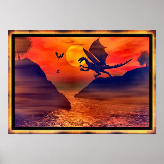 Dragon Sunset Poster (Voorkant)