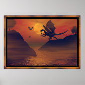 Dragon Sunset van Michelle Wilder Poster (Voorkant)