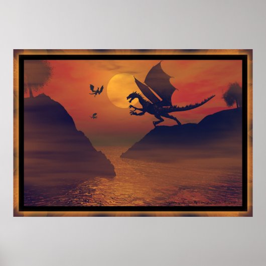 Dragon Sunset van Michelle Wilder Poster (Voorkant)