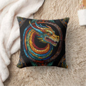 Dragon Swirl in multi gekleurd mozaïek ontwerp Kussen (Deken)