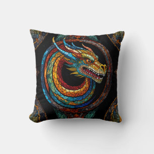 Dragon Swirl in multi gekleurd mozaïek ontwerp Kussen