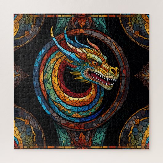 Dragon Swirl in multi gekleurd mozaïek ontwerp Legpuzzel (Verticaal)