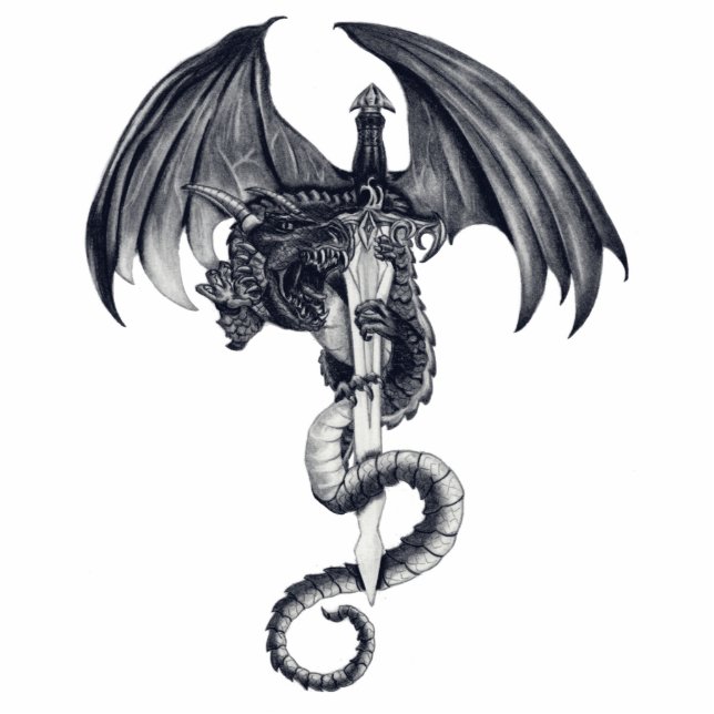 Dragon & Sword Photo Sculpture Staand Fotobeeldje (Voorkant)