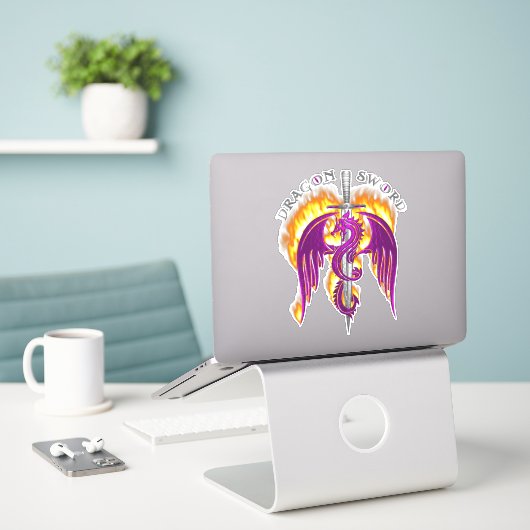 Dragon Sword Sticker (Laptop op bureau)