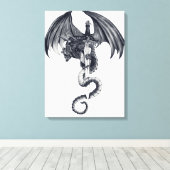 Dragon & Sword Stretched Canvas Print (Insitu (Houten vloer))
