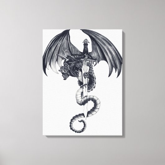 Dragon & Sword Stretched Canvas Print (Voorkant)