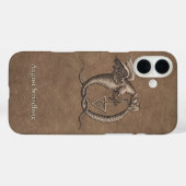 Dragon Symbool Faux-Leather met naam Case-Mate iPhone Case (Achterkant (horizontaal))