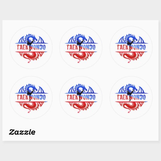 Dragon Taekwondo Ronde Sticker (Vel)