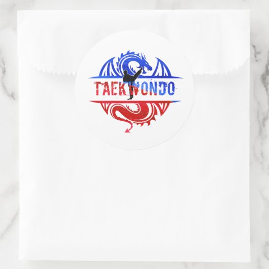 Dragon Taekwondo Ronde Sticker (Tas)