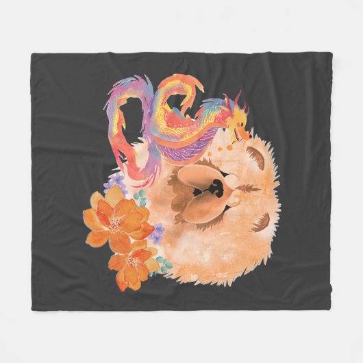 DRAGON-TALEZ CHOW Jaar van de Draak Fleece Deken (Voorkant (Horizontaal))
