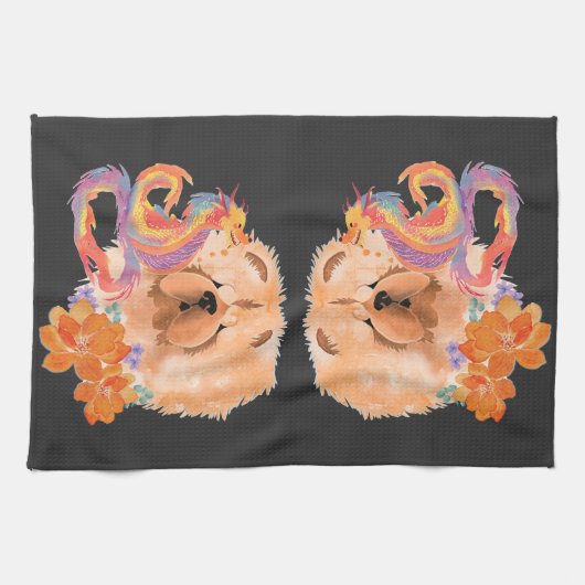 DRAGON-TALEZ CHOW Jaar van de Draak Theedoek (Horizontaal)