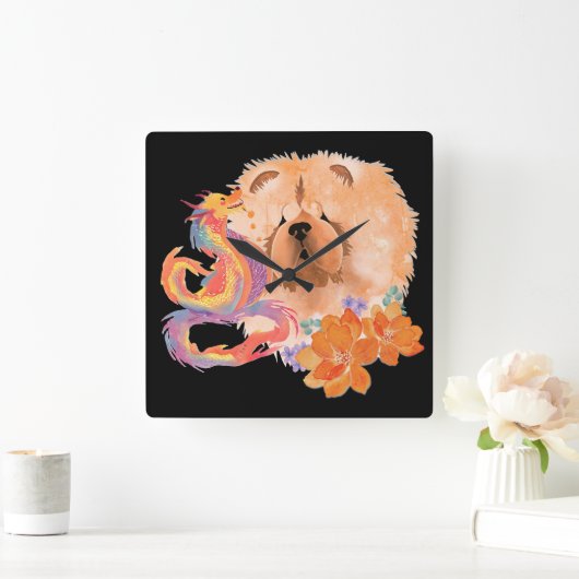 DRAGON-TALEZ CHOW Jaar van de Draak Vierkante Klok (Huis)