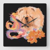 DRAGON-TALEZ CHOW Jaar van de Draak Vierkante Klok (Voorkant)