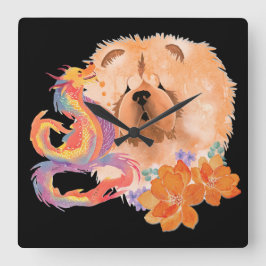 DRAGON-TALEZ CHOW Jaar van de Draak Vierkante Klok