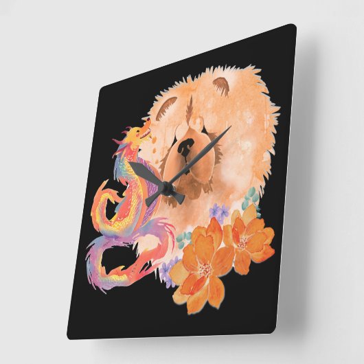 DRAGON-TALEZ CHOW Jaar van de Draak Vierkante Klok (Hoek)