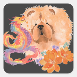 DRAGON-TALEZ CHOW Jaar van de Draak Vierkante Sticker