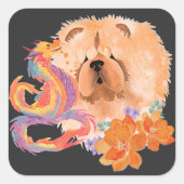 DRAGON-TALEZ CHOW Jaar van de Draak Vierkante Sticker (Voorkant)