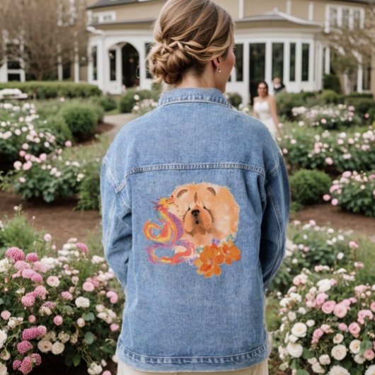 DRAGON-TALEZ CHOW kunst op rug Denim Jacket