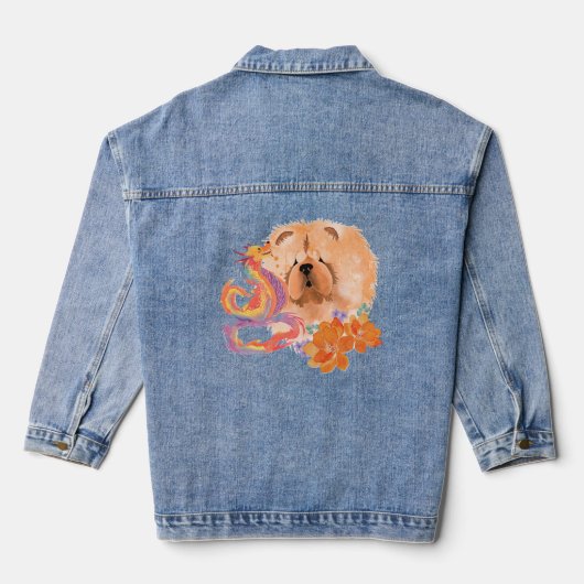 DRAGON-TALEZ CHOW kunst op rug Denim Jacket (Achterkant)