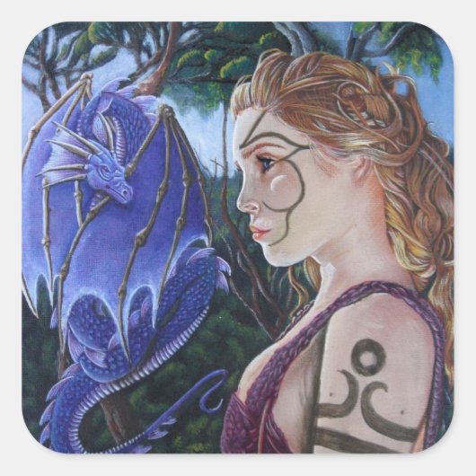 Dragon Tamer's Pact - Lucht Vierkante Sticker (Voorkant)