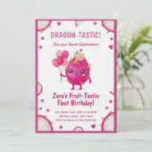 Dragon-Tastic Dragon Fruit First Birthday Kaart (Staand voorkant)