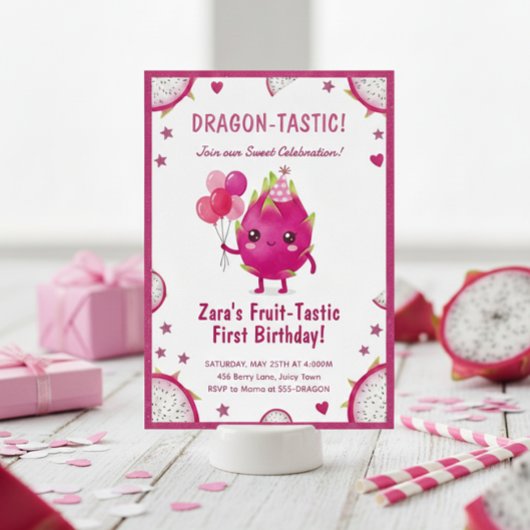 Dragon-Tastic Dragon Fruit First Birthday Kaart