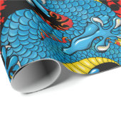 Dragon Tattoo Art in rood en blauw Cadeaupapier (Rol Hoek)